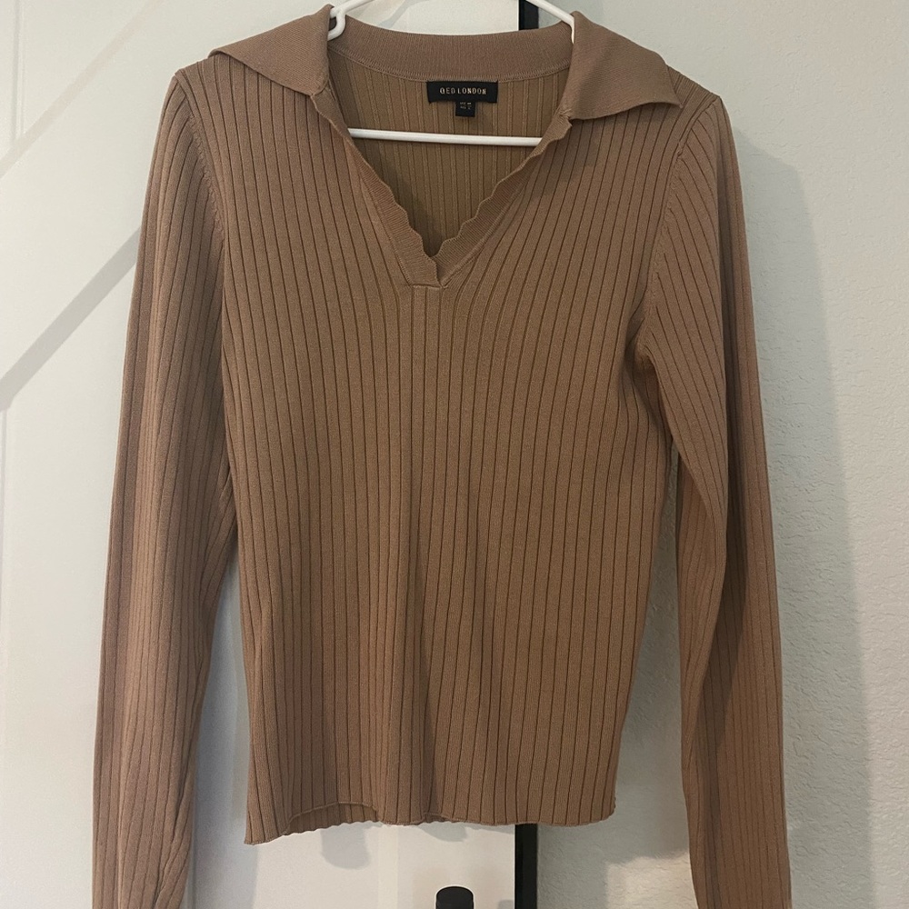 Beige collared sweater